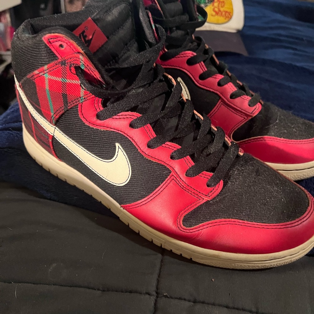 Nike Red and Black High-Tops with White Swoosh